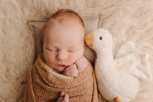 Photographe professionnelle séance photo naissance avec emmaillotage en studio à Besançon, Besançon, TAILS PHOTOGRAPHIE