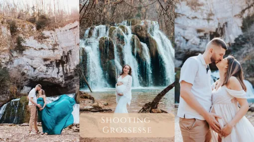 Photographe à Besançon : shooting grossesse aux cascades de Franche-Comté