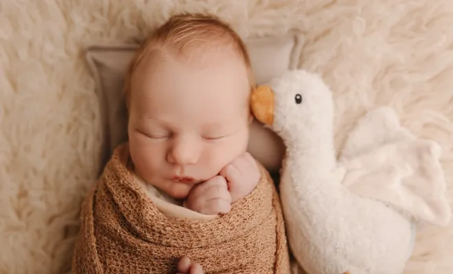 Photographe professionnelle séance photo naissance avec emmaillotage en studio à Besançon, Besançon, TAILS PHOTOGRAPHIE